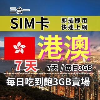CPMAX 港澳旅遊上網 7天每日3GB 高速流量(香港上網 SIM25)優惠推薦  CPMAX