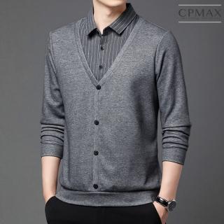 CPMAX 韓系假兩件條紋襯衫(休閒針織衫上衣 針織衫 條紋休閒襯衫 B119)好評推薦  CPMAX