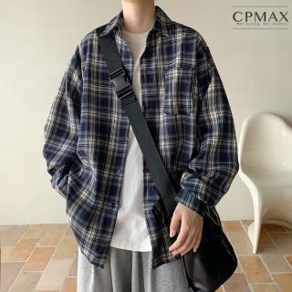CPMAX 日系復古格子長袖襯衫(寬鬆襯衫外套 男裝 長袖 春秋季 長袖襯衫 B121)  CPMAX