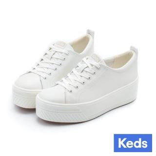 Keds SKYLER LEATHER 極輕時尚厚底皮革休閒小白鞋(9241W133993) 推薦  Keds