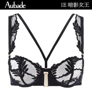 Aubade 暗影女王奢華植葉刺繡蕾絲無襯內衣 性感內衣 法國內衣 女內衣(1E-黑)好評推薦  Aubade