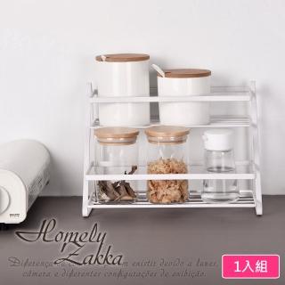 Homely Zakka 日式簡約鐵藝多功能雙層調味料架/檯面收納架(瓶罐收納 調味罐收納 置物架)  Homely Zakka