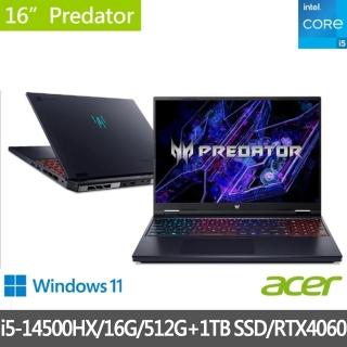 Acer 宏碁 特仕版 16吋電競筆電(Predator/PHN16-72-517P/i5-14500HX/16G/512G+1TB SSD/RTX4060/Win11) 推薦  ACER 宏碁