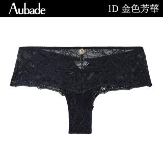 Aubade 金色芳華蕾絲平口褲.高腰褲 性感小褲 法國進口 女內褲(1D-黑) 推薦  Aubade