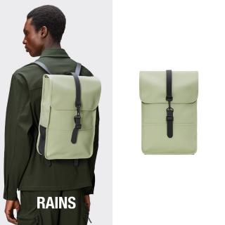 RAINS官方直營 Backpack Mini 經典防水小型雙肩背長型背包(Earth 地球綠) 推薦  Rains