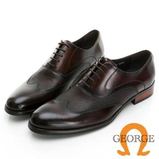 GEORGE 喬治皮鞋 AMBER系列 亮面真皮十字壓紋綁帶紳士鞋 -咖 315034BW20  GEORGE 喬治皮鞋