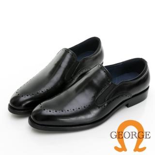 GEORGE 喬治皮鞋 Amber系列 真皮漸層刷色沖孔懶人紳士鞋 -黑 235002BR10折扣推薦  GEORGE 喬治皮鞋