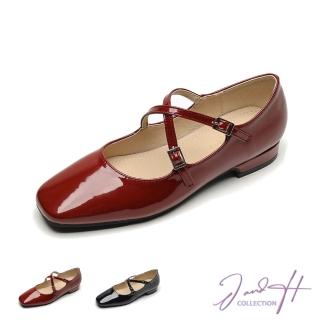 J&H collection 韓版交叉帶低粗跟法式氣質瑪莉珍鞋(現+預 黑色 / 紅色)  J&H collection