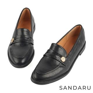 SANDARU 山打努 樂福鞋 圓尖頭小花金飾低跟便仕樂福鞋(黑)好評推薦  SANDARU 山打努