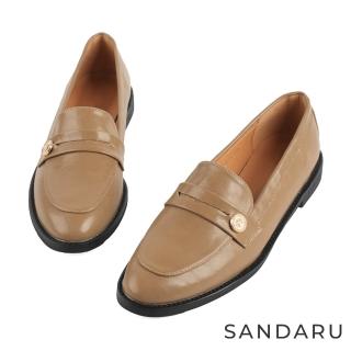 SANDARU 山打努 樂福鞋 圓尖頭小花金飾低跟便仕樂福鞋(深杏)  SANDARU 山打努