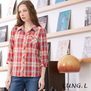 LUNG.L 林佳樺 LN88A 紅色格紋棉質七分袖女裝上衣(春夏新品)  LUNG.L 林佳樺