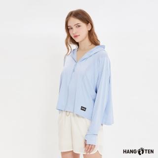 Hang Ten 女裝-恆溫多功能-冰絲高彈遮陽防曬針織外套(冰藍)  Hang Ten