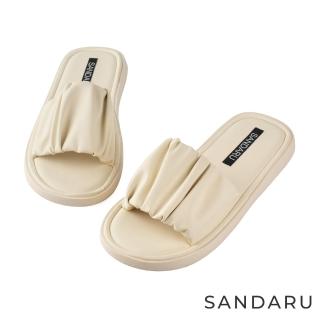 SANDARU 山打努 拖鞋 寬版澎澎雲朵平底拖鞋(杏) 推薦  SANDARU 山打努