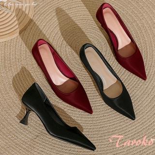 Taroko 性感女強人尖頭單色細中跟鞋(2色跟高可選)  Taroko