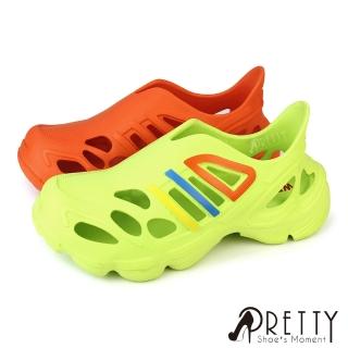 Pretty 男鞋 女大尺碼 洞洞鞋 雨鞋 防水鞋 輕量 厚底 運動風(橙色、綠色)  Pretty