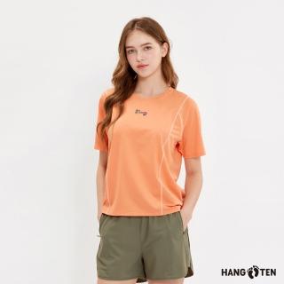 Hang Ten 女裝-恆溫多功能-涼感彈性剪接線拚色短袖機能T恤(杏桃色)  Hang Ten