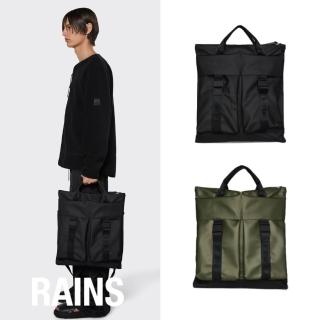 RAINS官方直營 Trail Tote Bag LOGO織帶基本款防水休閒托特包(兩色可選)  Rains