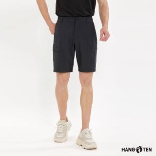 Hang Ten 男裝-恆溫多功能-REGULAR FIT四面彈吸濕快乾口袋工裝短褲(黑)  Hang Ten