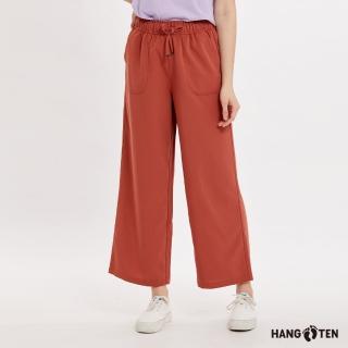 Hang Ten 女裝-WIDE FIT鬆緊腰頭抽繩縲縈寬版長褲(琥珀色)折扣推薦  Hang Ten