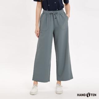 Hang Ten 女裝-WIDE FIT鬆緊腰頭抽繩縲縈寬版長褲(深綠)優惠推薦  Hang Ten