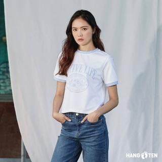 Hang Ten 女裝-韓國同步款-撞色短版印花短袖T恤(多色選)優惠推薦  Hang Ten