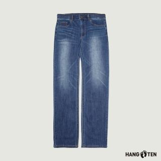 Hang Ten 男裝-TAPERED FIT刷色水洗休閒錐形牛仔褲(彩藍)品牌優惠  Hang Ten