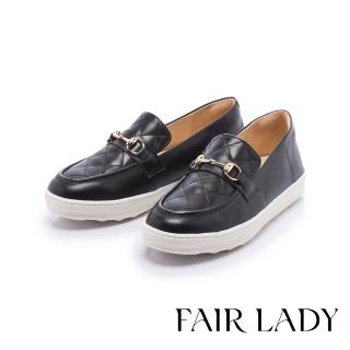 FAIR LADY 軟實力 都會菱格紋馬銜釦厚底休閒鞋(黑、502844)  FAIR LADY