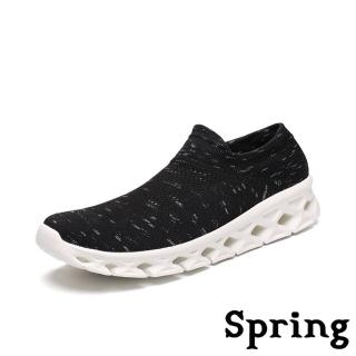 SPRING 超輕量3D飛織襪套式高彈力刀切大底運動休閒鞋-男鞋(黑白)好評推薦  SPRING