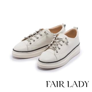 FAIR LADY 軟實力 個性鍊條免綁帶厚底休閒鞋(白帥帥、502911)  FAIR LADY