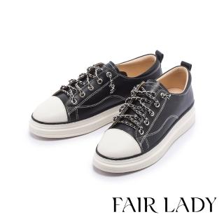 FAIR LADY 軟實力 個性鍊條免綁帶厚底休閒鞋(酷黑、502911)  FAIR LADY