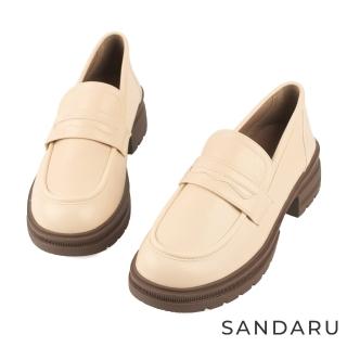 SANDARU 山打努 樂福鞋 便仕設計厚底中高跟樂福鞋(杏) 推薦  SANDARU 山打努