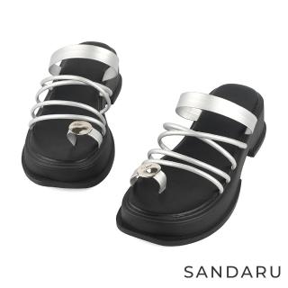 SANDARU 山打努 拖鞋 造型銀片套指多帶厚底拖鞋(銀)  SANDARU 山打努