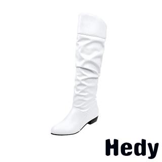 Hedy 粗跟長靴/歐美純色時尚百搭粗跟長靴(白)折扣推薦  Hedy