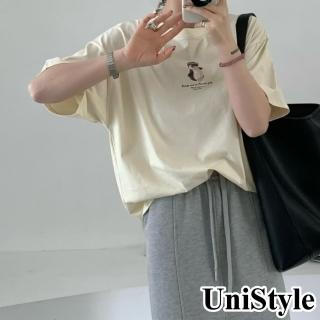 UniStyle 短袖T恤 韓版小企鵝印花上衣 女 UP1731(鵝黃)  UniStyle