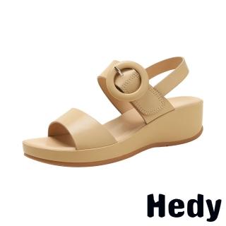 Hedy 厚底涼鞋/極簡個性復古圓釦厚底涼鞋(杏)  Hedy