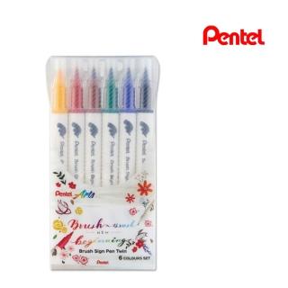 Pentel 飛龍 水性雙頭柔繪筆6色組SESW30C-06折扣推薦  Pentel 飛龍