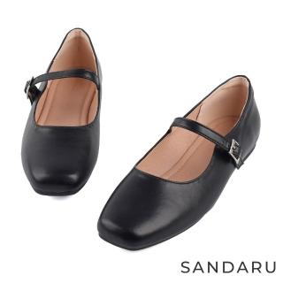 SANDARU 山打努 瑪莉珍 百搭方頭芭蕾瑪莉珍平底鞋(黑)  SANDARU 山打努