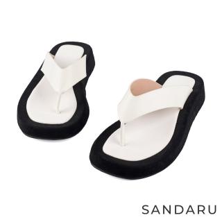 SANDARU 山打努 拖鞋 造型拼接人字夾腳厚底拖鞋(白)  SANDARU 山打努