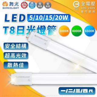 DanceLight 舞光 4入組 舞光 LED 10W 超高光效 全電壓 2尺 T8日光燈管 玻璃管(黃光/自然光/白光)  DanceLight 舞光