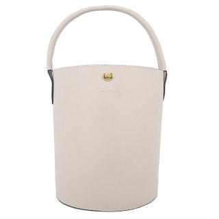 LONGCHAMP EPURE系列牛皮壓印手提水桶包(小/白紙) 推薦  LONGCHAMP