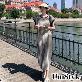 UniStyle 條紋無袖洋裝 韓系撞色顯瘦連身裙 女 ZM122-3093(黑白條紋) 推薦  UniStyle