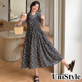 UniStyle 2件套裝純色短袖T恤碎花吊帶裙 韓系復古懶人穿搭 女 ZM111-2036(圖片色)折扣推薦  UniStyle