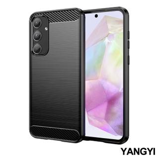 YANG YI 揚邑 Samsung Galaxy A35 碳纖維拉絲紋軟殼散熱防震抗摔手機殼-黑好評推薦  YANG YI 揚邑