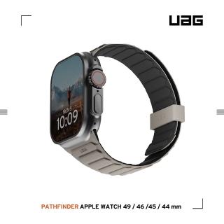 UAG Apple Watch 42/44/45/46/49mm 磁吸時尚雙色矽膠錶帶-黑/鈦(手錶帶)  UAG