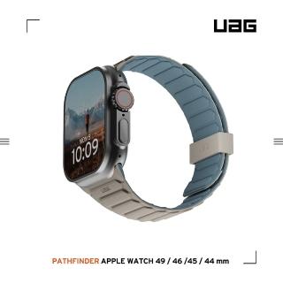 UAG Apple Watch 42/44/45/46/49mm 磁吸時尚雙色矽膠錶帶-沙/藍(手錶帶)  UAG