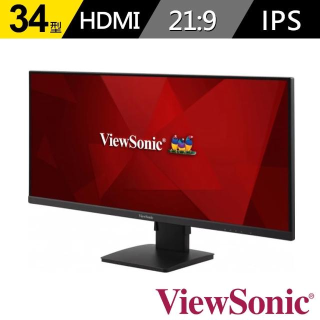 【ViewSonic 優派】VA3456-MHDJ 34吋 2K IPS 電腦螢幕(21:9/IPS/75Hz/HDMI/DP/含喇叭)