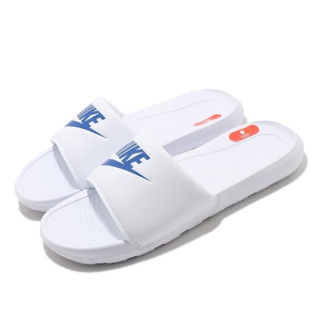 【NIKE 耐吉】拖鞋 Victori One Slide 男女鞋 基本款 輕便 簡約 套腳 情侶穿搭 白 藍(CN9675-102)