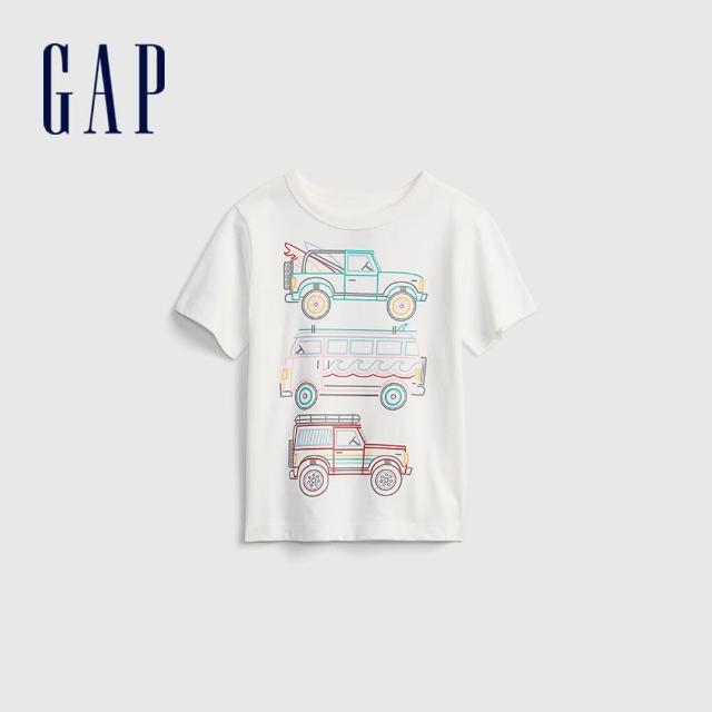 【GAP】男幼童 童趣印花短袖T恤(681409-白色)