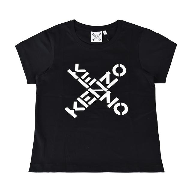 KENZO【KENZO】KENZO白字印花LOGO造型修身棉質短T(S/M/L/黑)