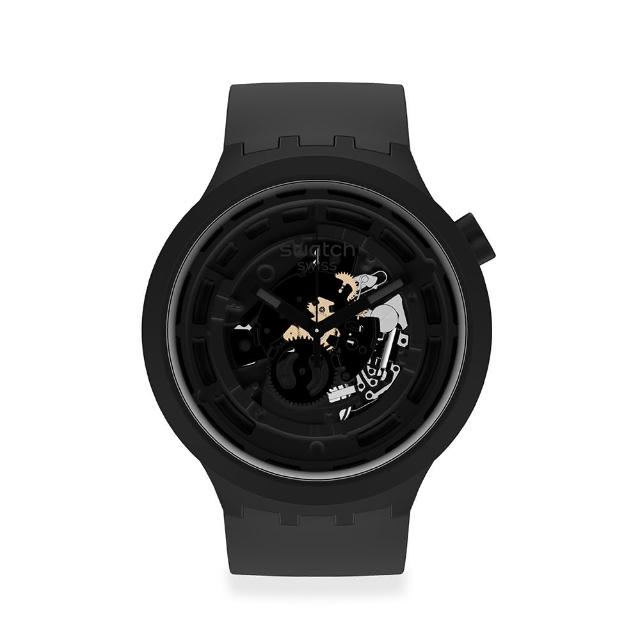 【SWATCH】生物陶瓷BIG BOLD系列手錶C-BLACK 黑(47mm)